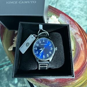 Vince Camuto Men's Watch with Blue Dial and Black Strap